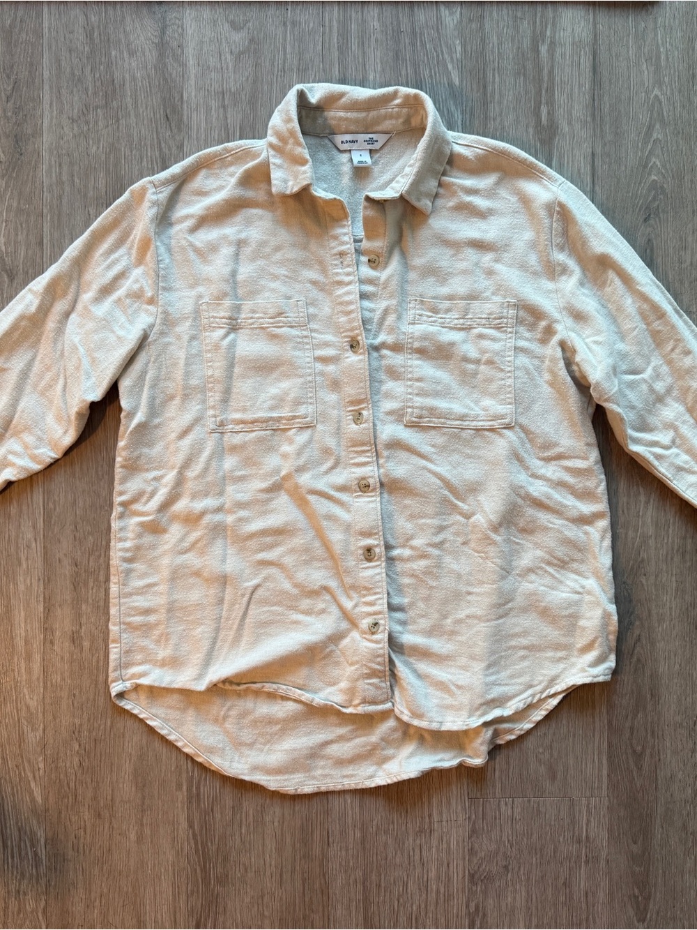 Old Navy Cream Button-Down Boyfriend Shirt - Women's Relaxed Fit